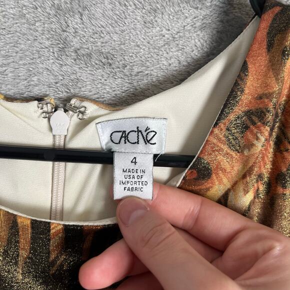 Vintage Cache Abstract Animal Print Dress Boho Glam Y2K Baddie 2000s Glam Size 4 - Picture 4 of 6